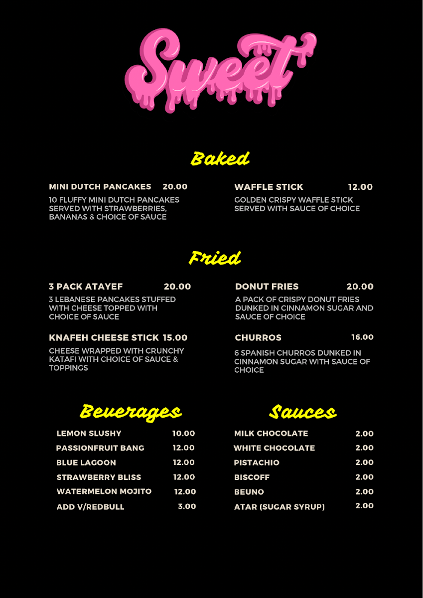 Menu, Sweet N Smokey