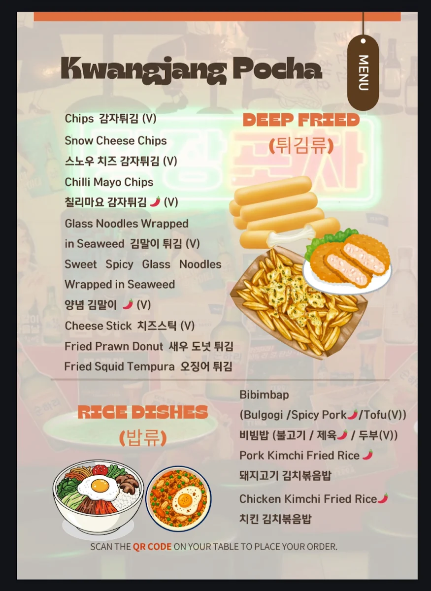 Menu, KwangJangPocha