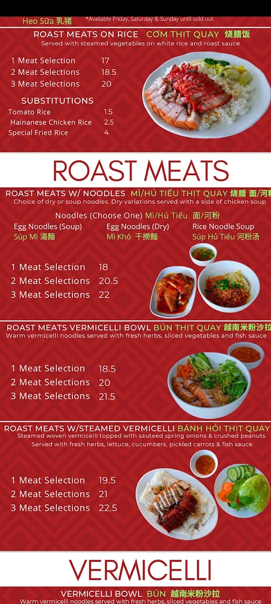 Menu, Minh Ky South Chinese & Vietnamese Restaurant