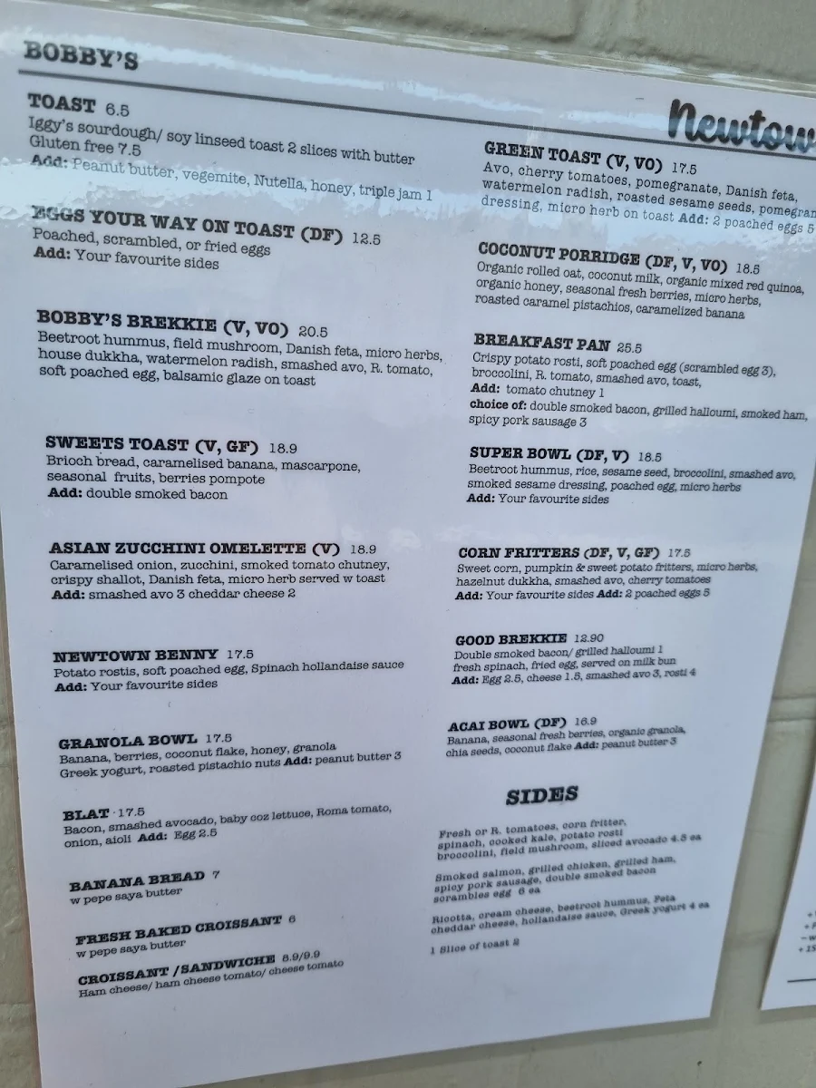 Menu, Hui Bro's Cafe