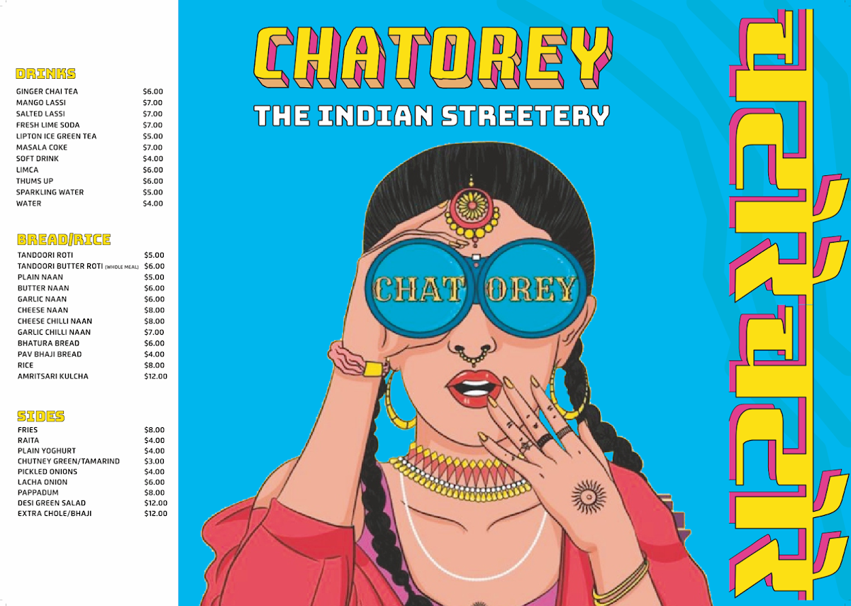 Menu, CHATOREY- THE INDIAN STREETERY