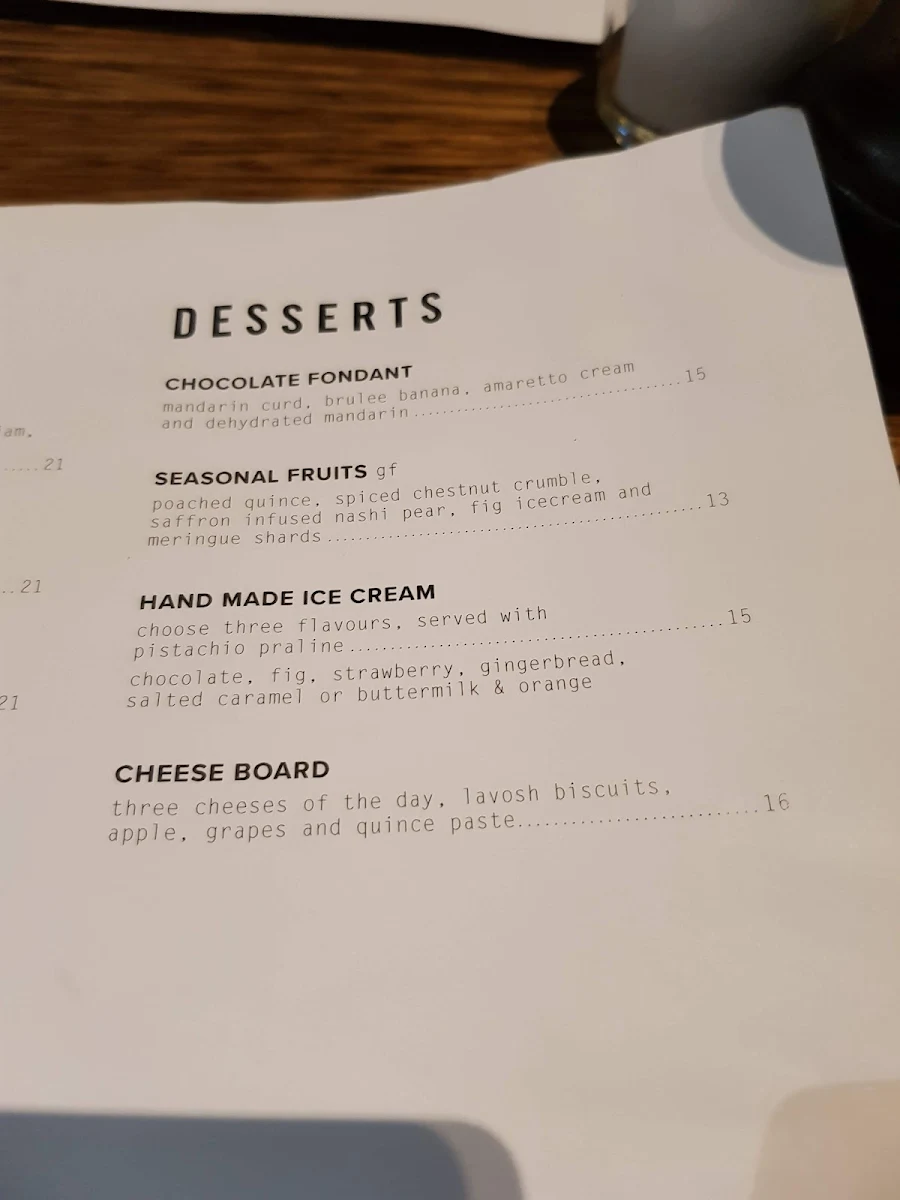 Menu, The Corner Store