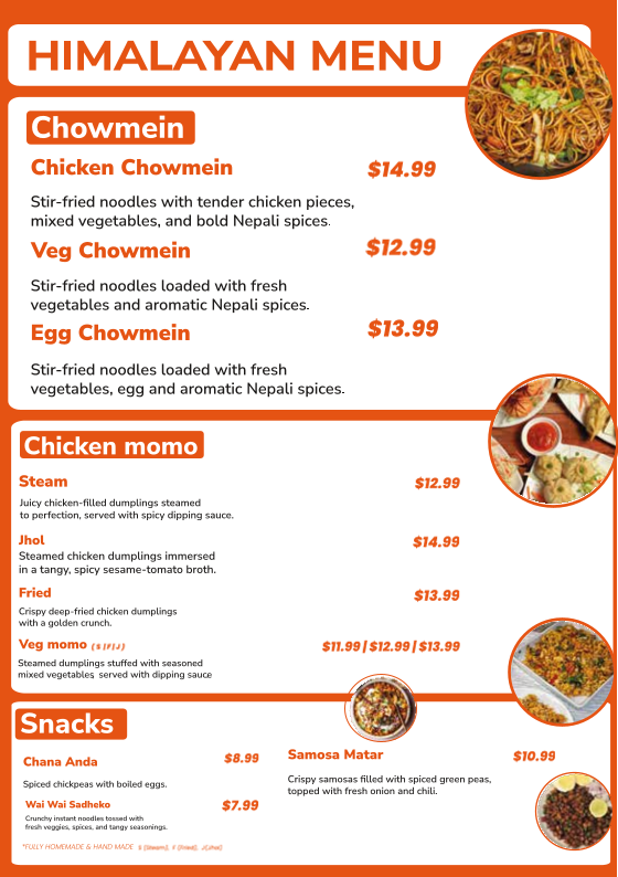 Menu, Namuna Foods