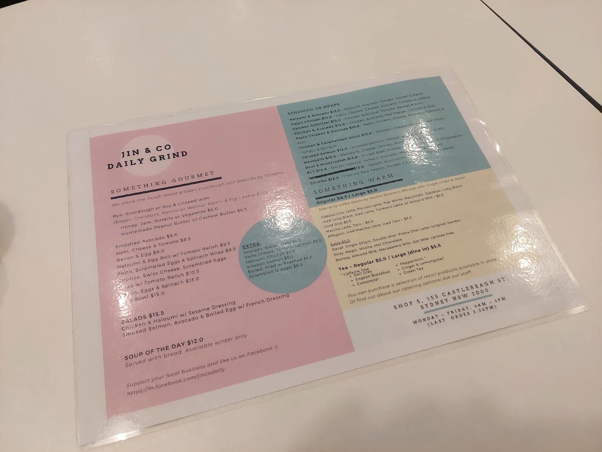 Menu, Jin & Co Daily Grind