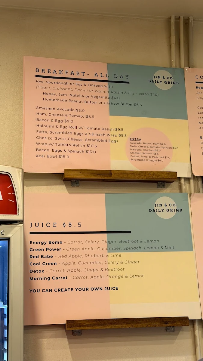 Menu, Jin & Co Daily Grind