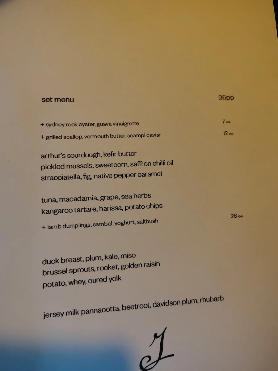 Menu, Jane Surry Hills