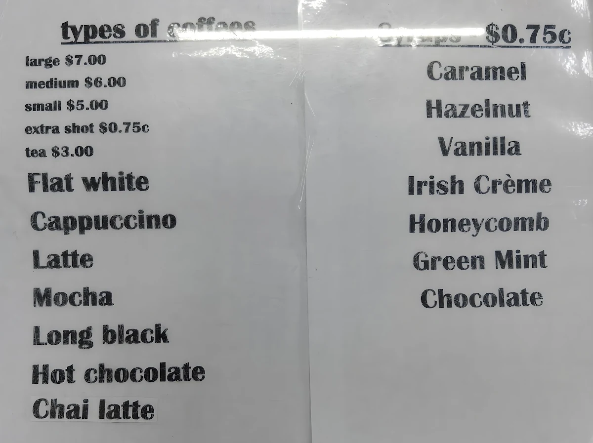 Menu, PICC Coffee and Second Hand Shop