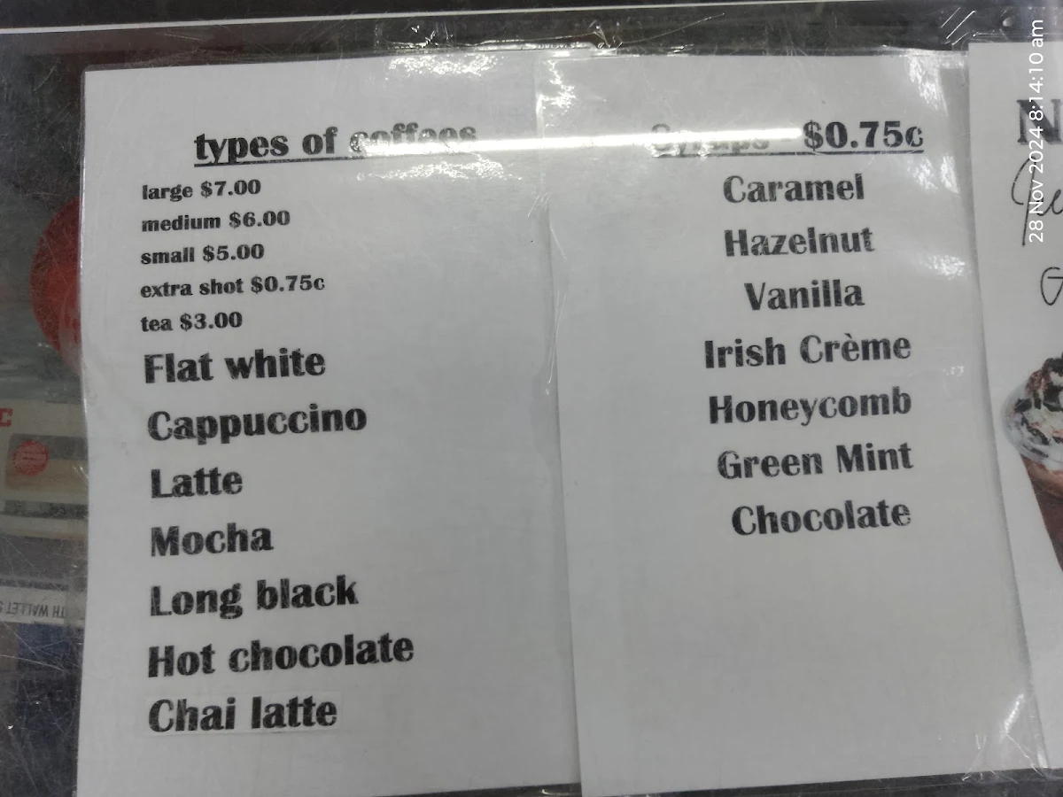 Menu, PICC Coffee and Second Hand Shop