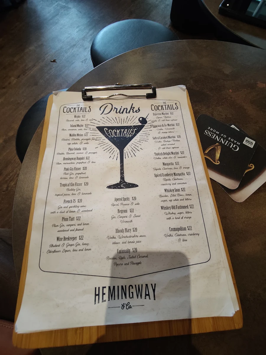 Menu, Hemingway & Co.