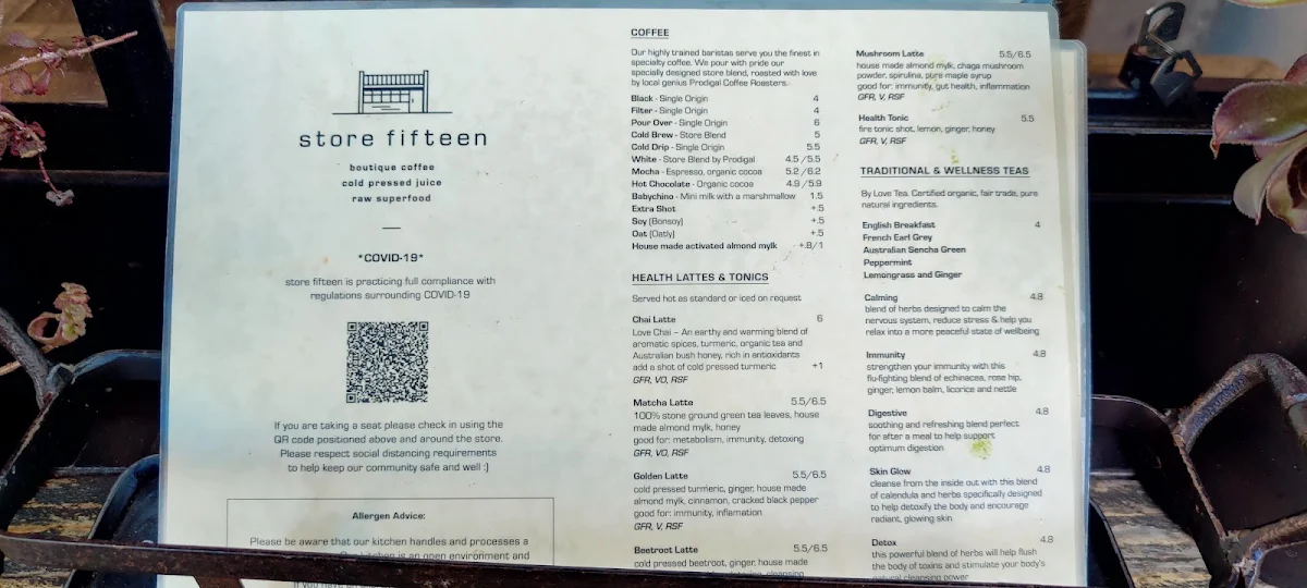 Menu, Store Fifteen
