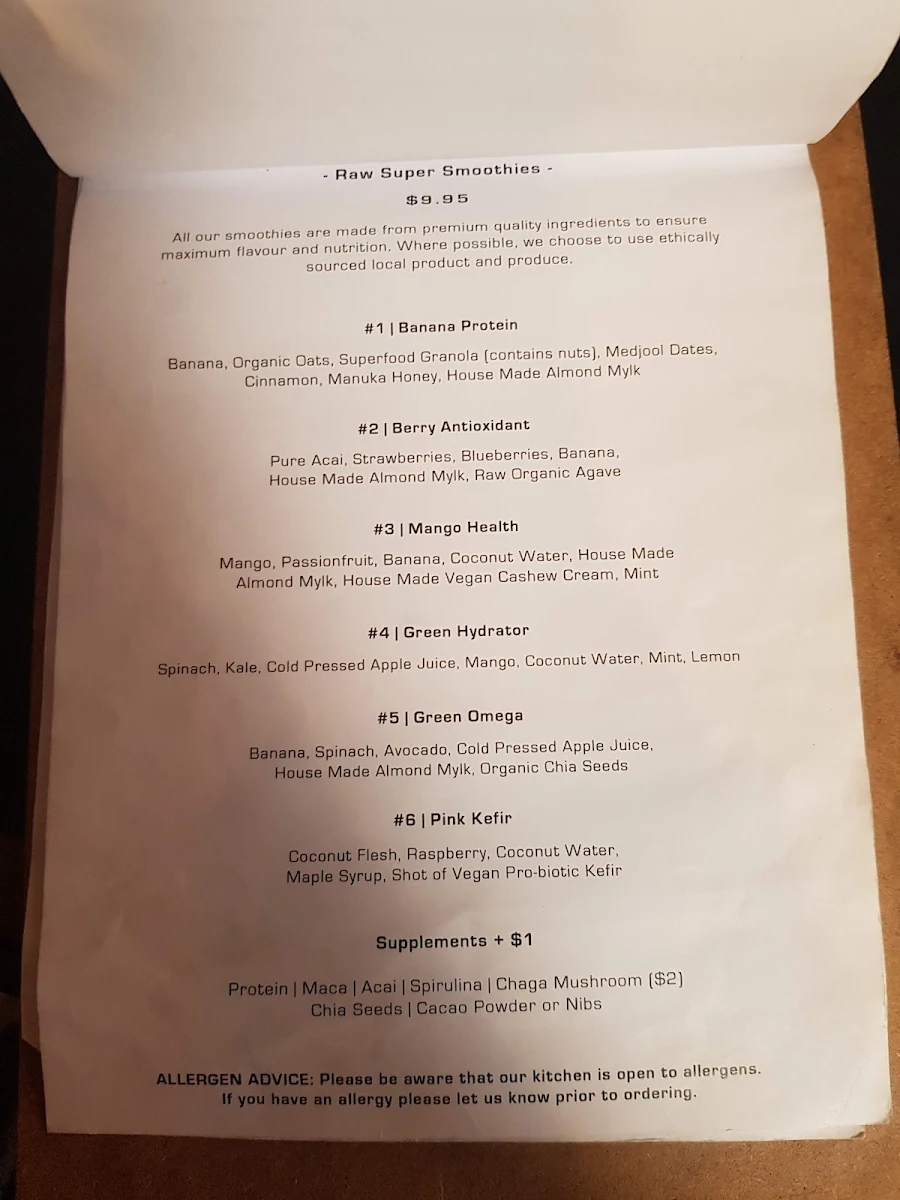 Menu, Store Fifteen