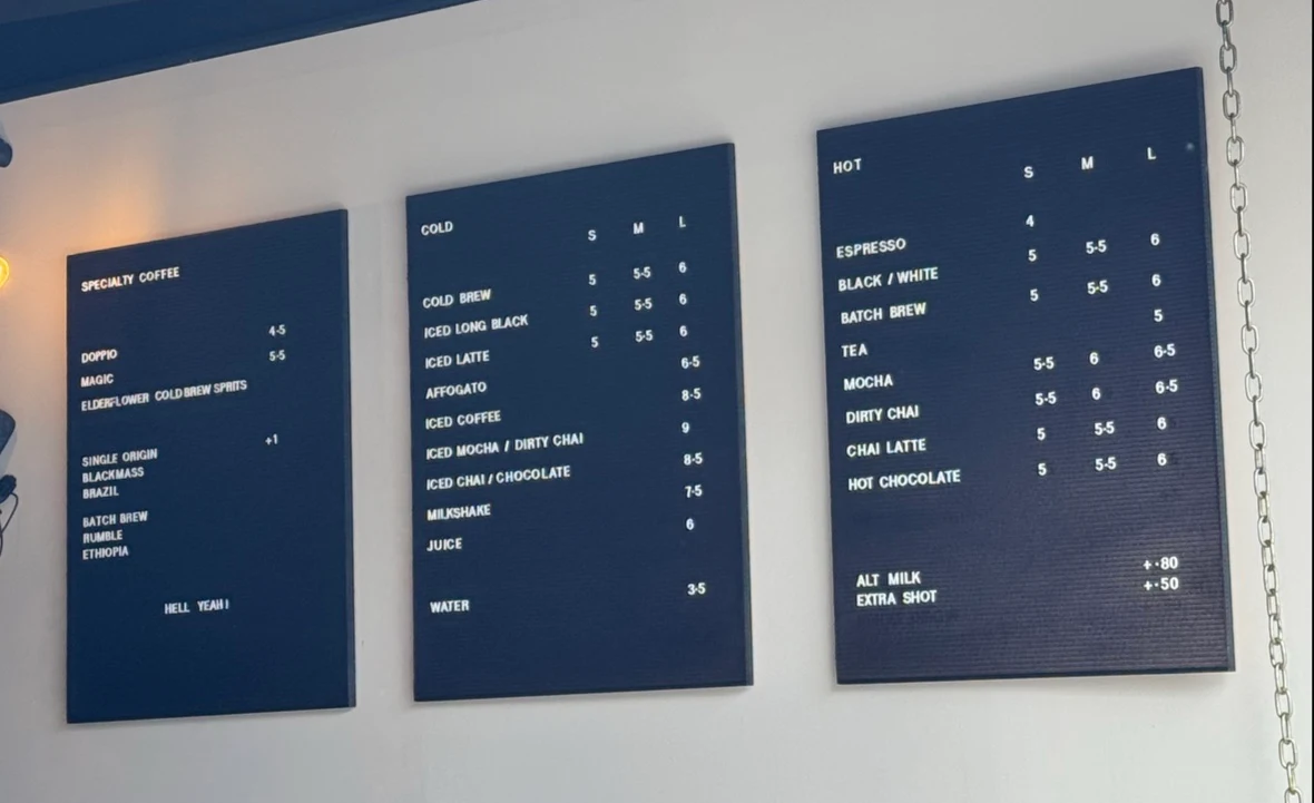 Menu, Wide Awake Specialty Coffee