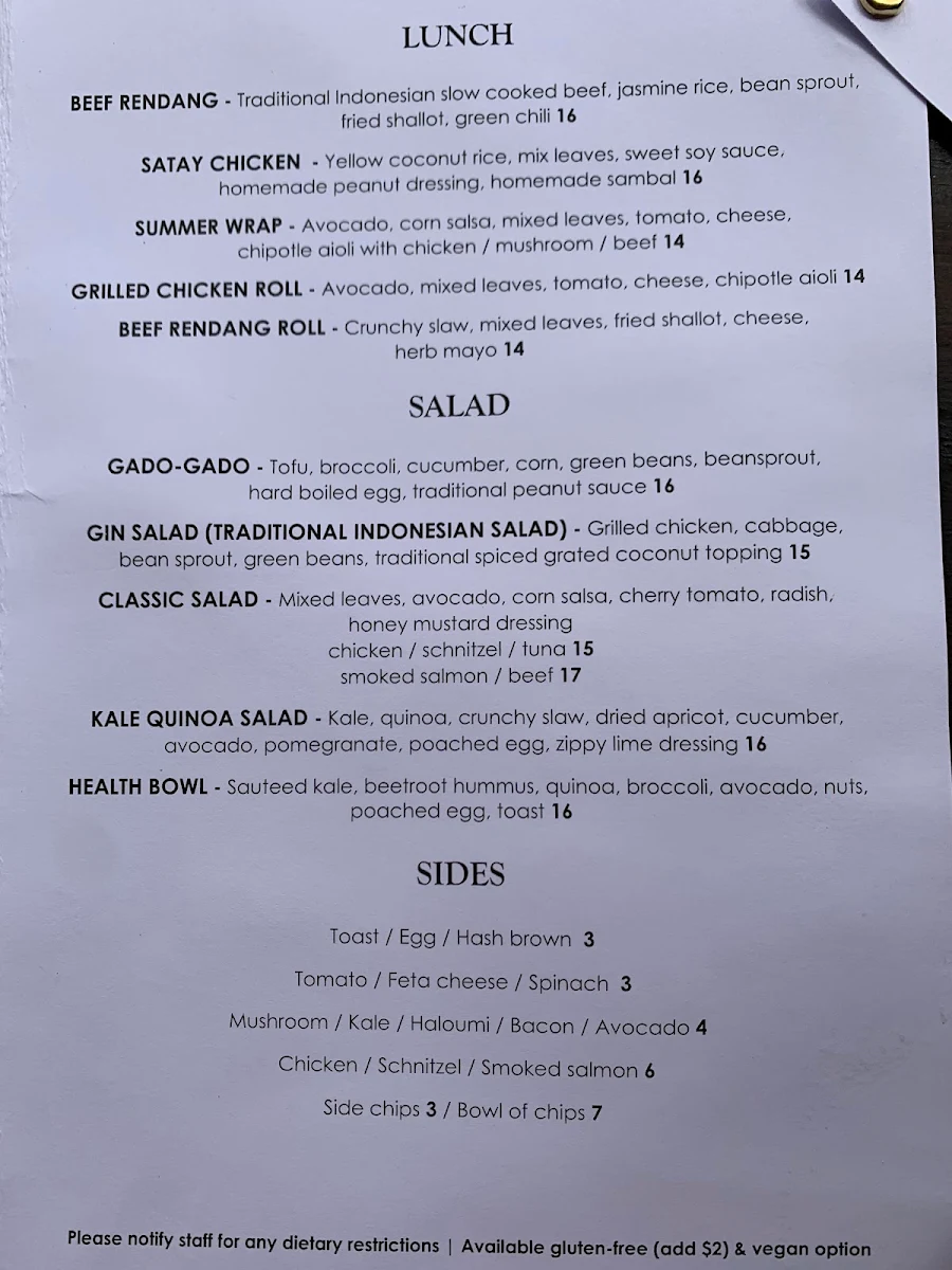 Menu, Bootsdarling
