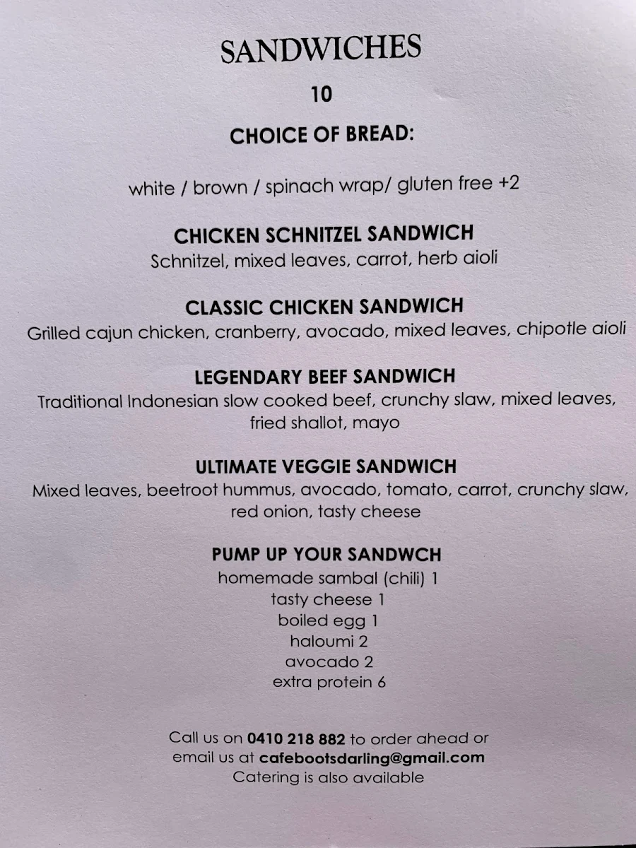 Menu, Bootsdarling