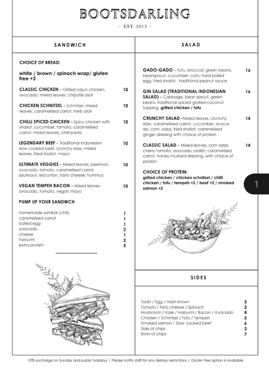 Menu, Bootsdarling