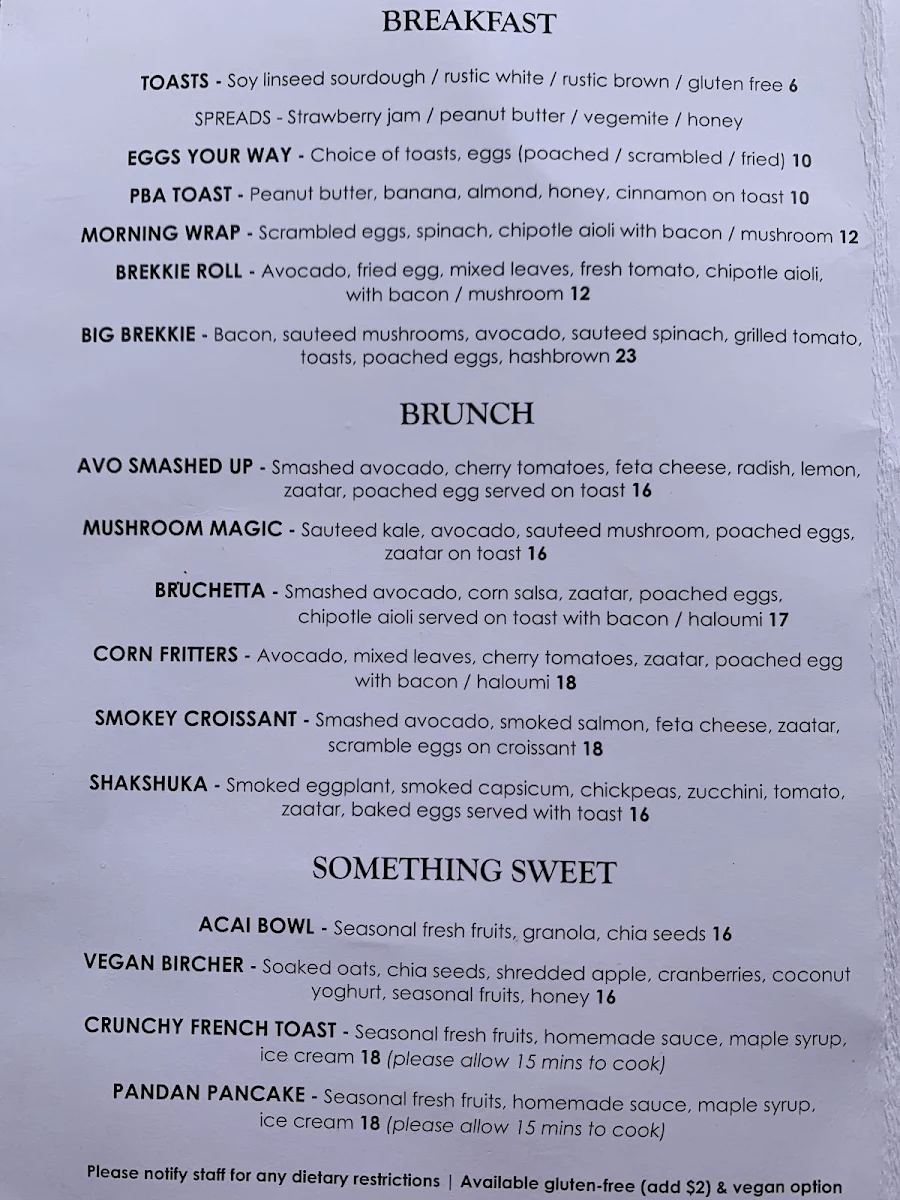Menu, Bootsdarling