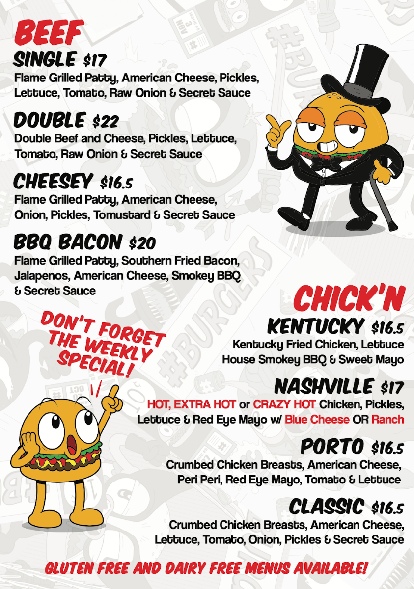 Menu, High N' Dry
