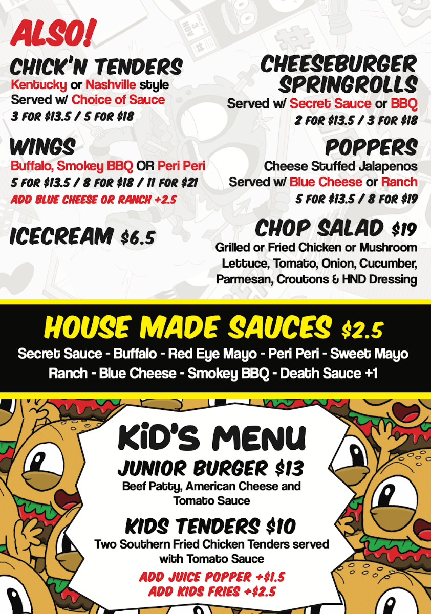 Menu, High N' Dry