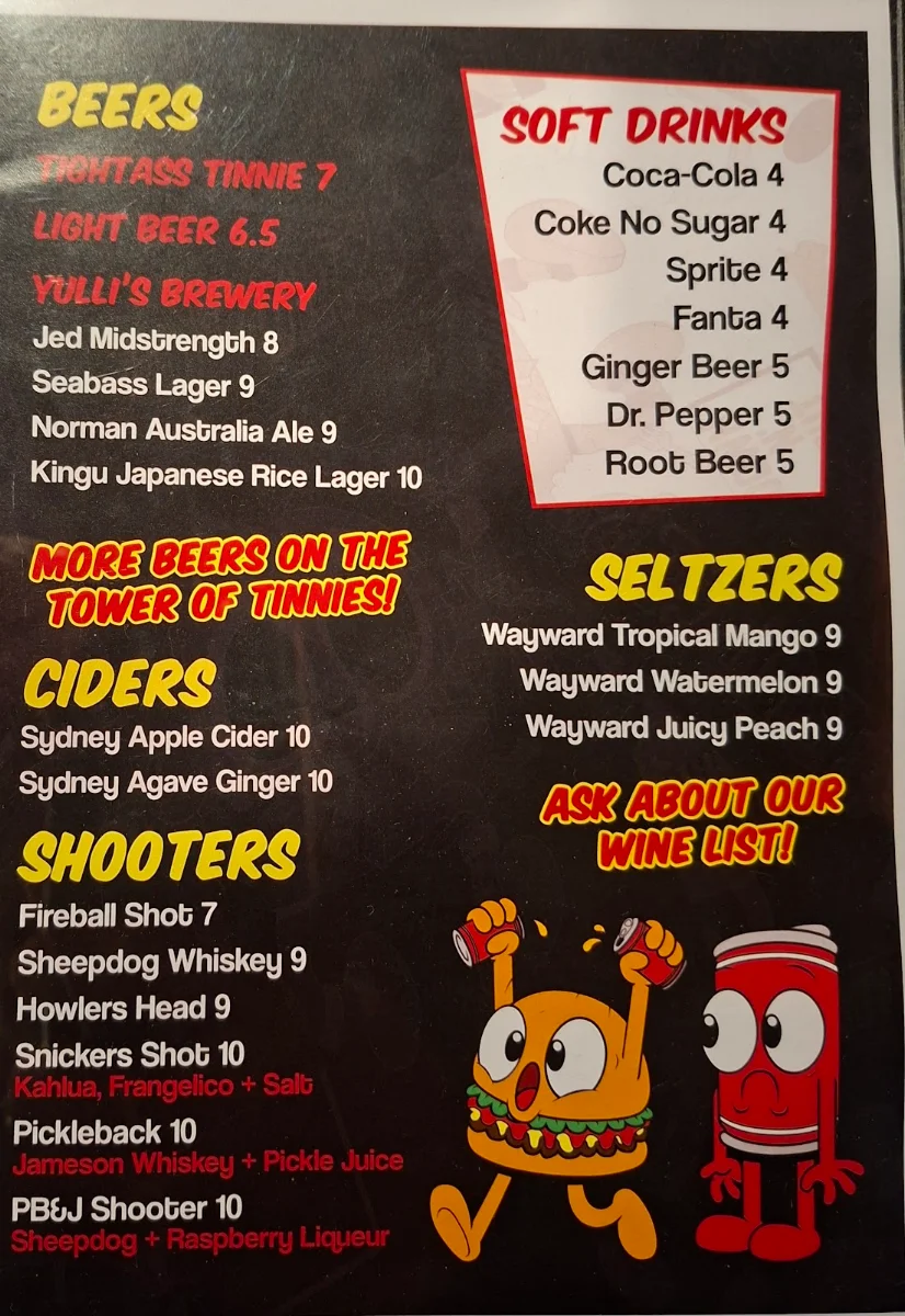 Menu, High N' Dry