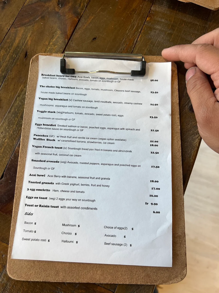 Menu, The Natural Choice Cafe
