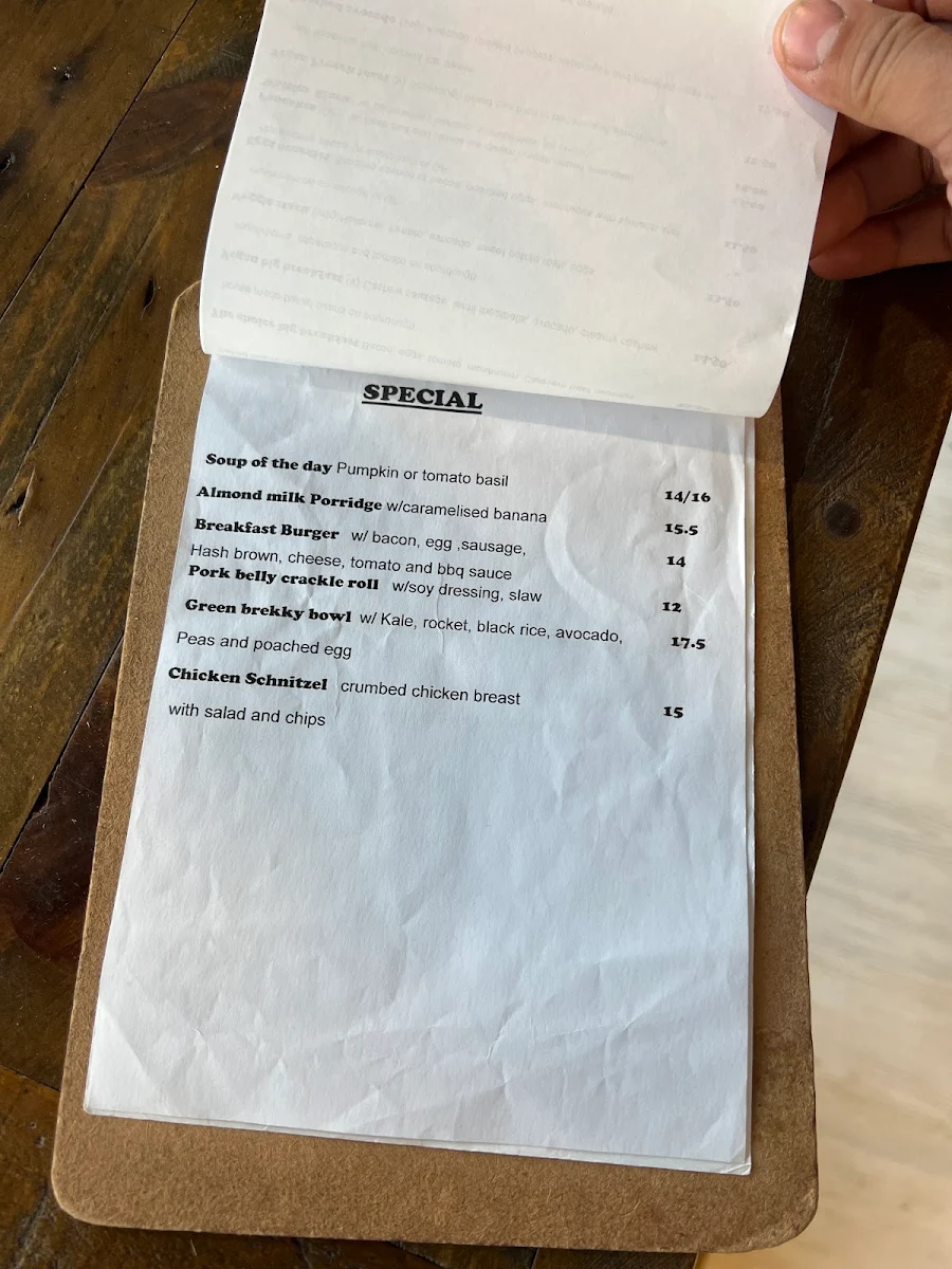 Menu, The Natural Choice Cafe