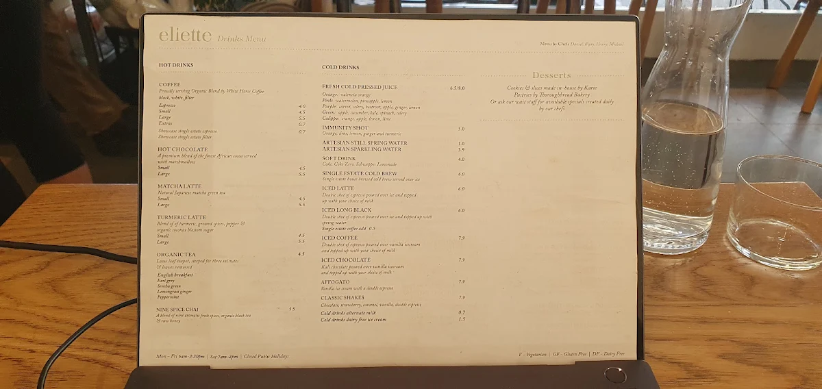 Menu, Eliette