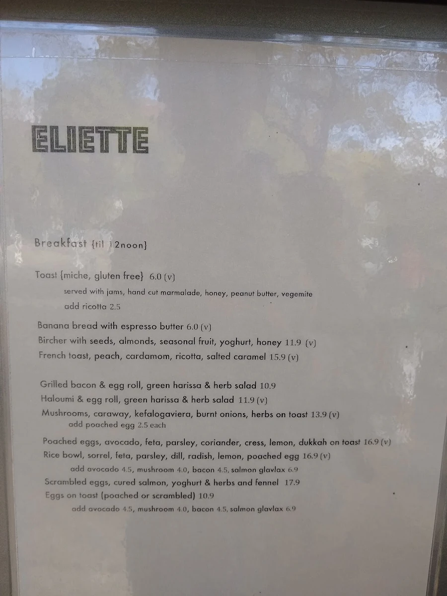 Menu, Eliette