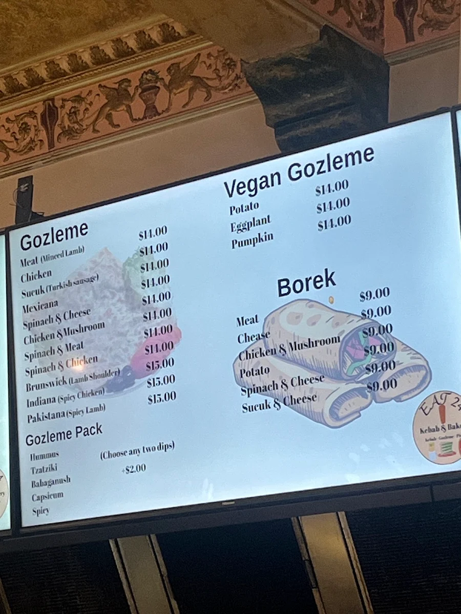 Menu, Eat 24 Kebab&Gozleme