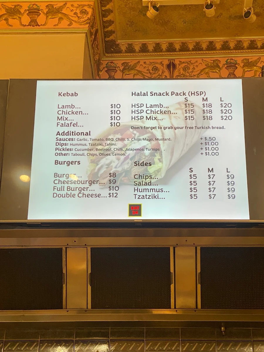 Menu, Eat 24 Kebab&Gozleme