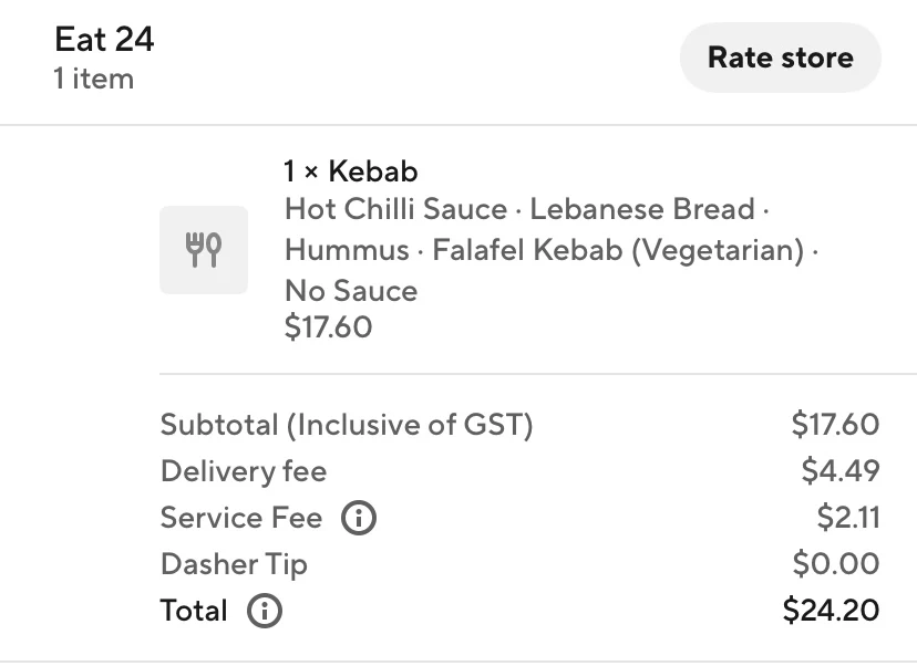 Menu, Eat 24 Kebab&Gozleme