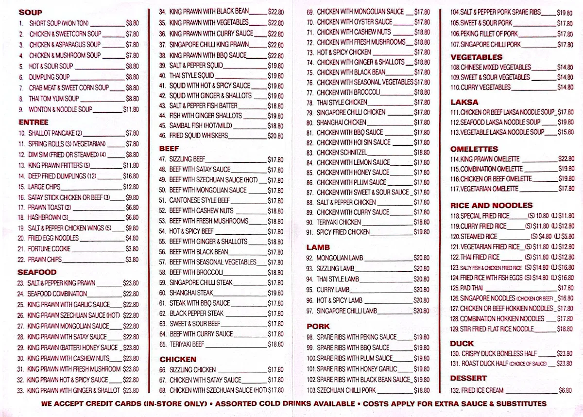 Menu, New lucky garden Chinese