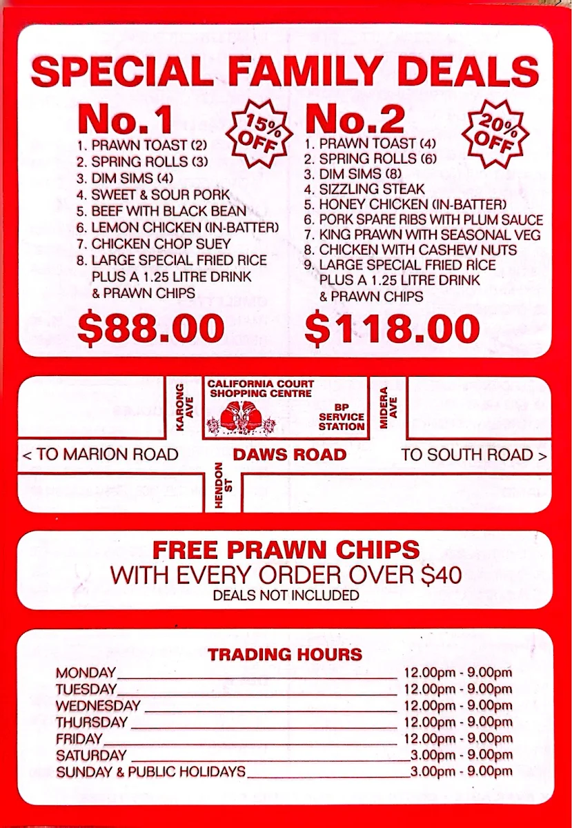 Menu, New lucky garden Chinese