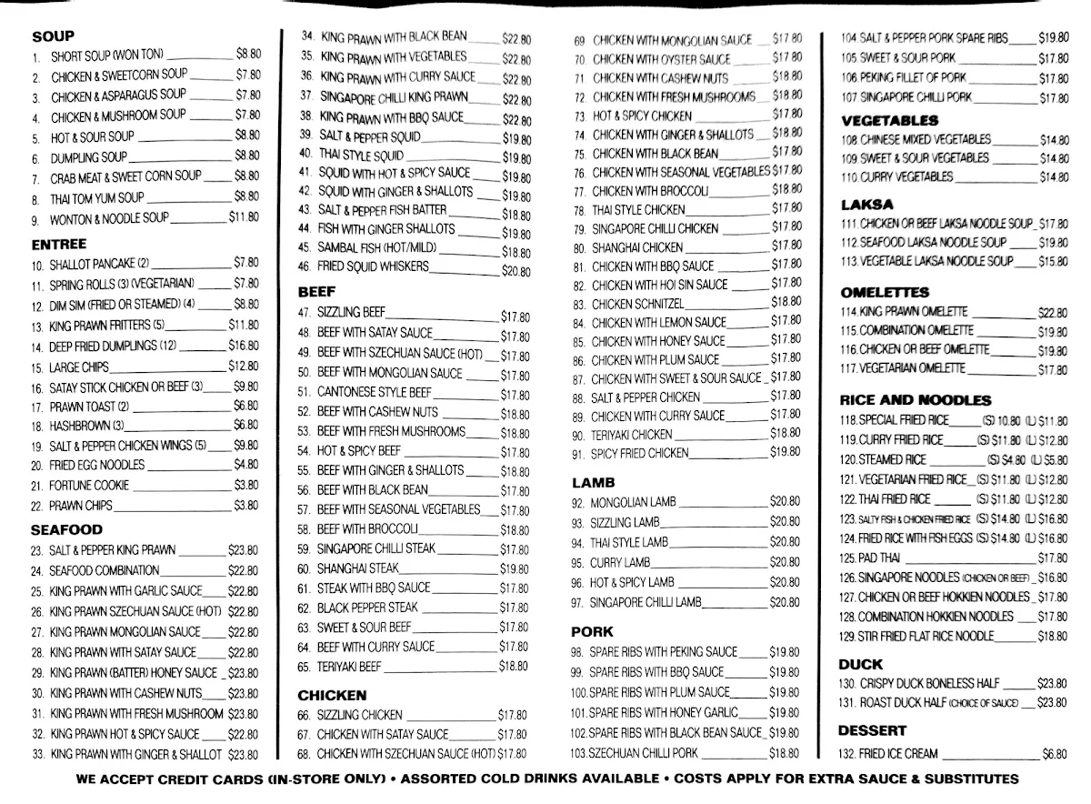 Menu, New lucky garden Chinese