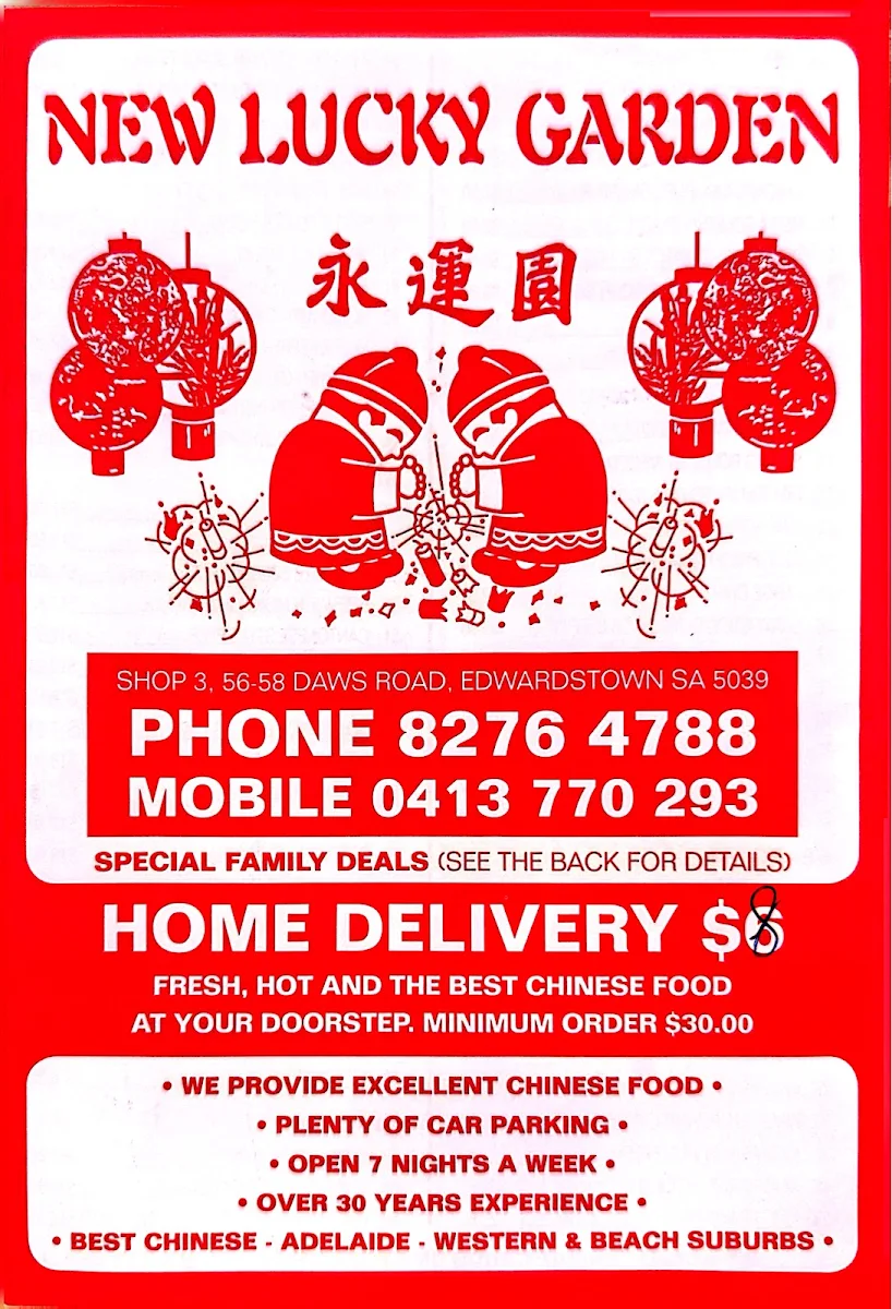 Menu, New lucky garden Chinese