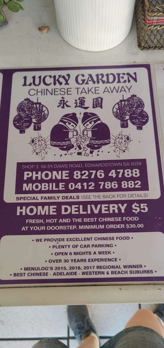 Menu, New lucky garden Chinese