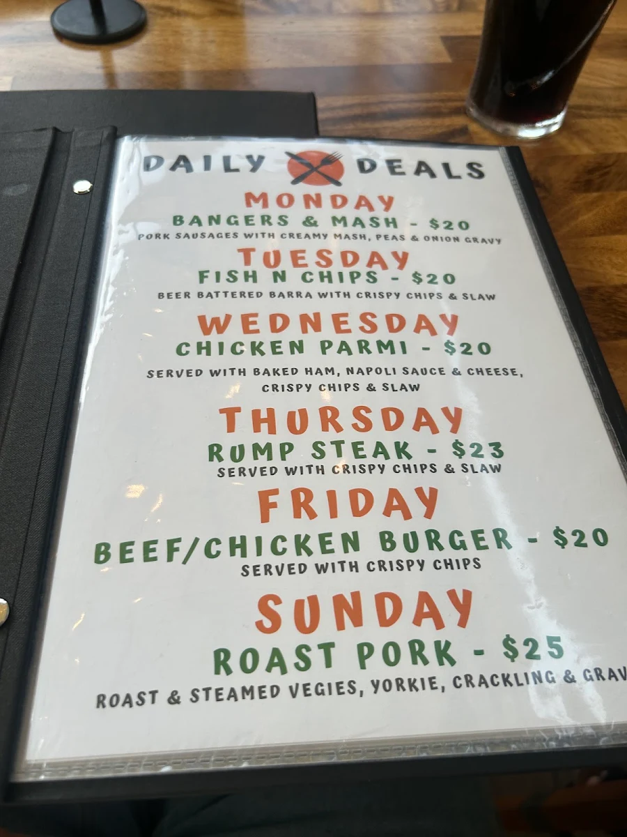 Menu, D'Arcy Arms