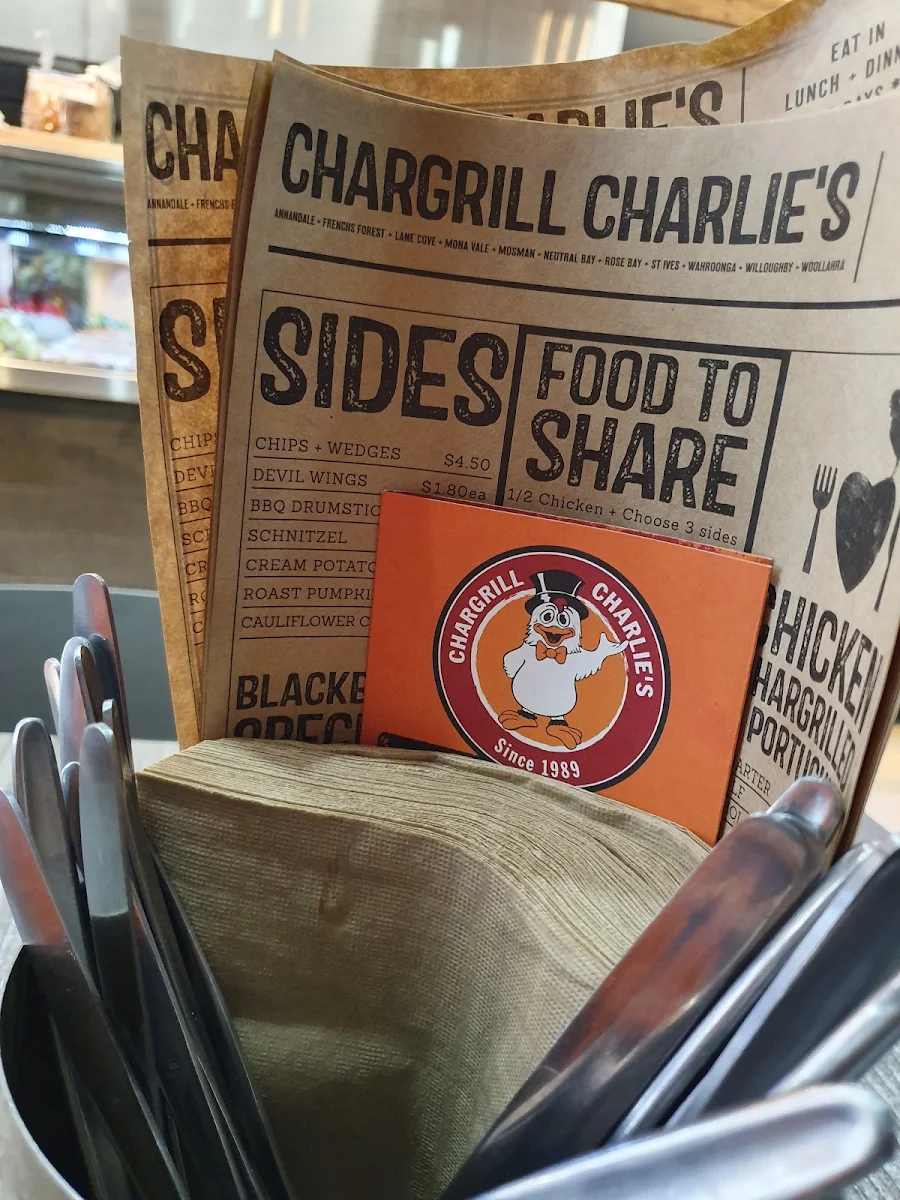 Menu, Chargrill Charlie's St Ives