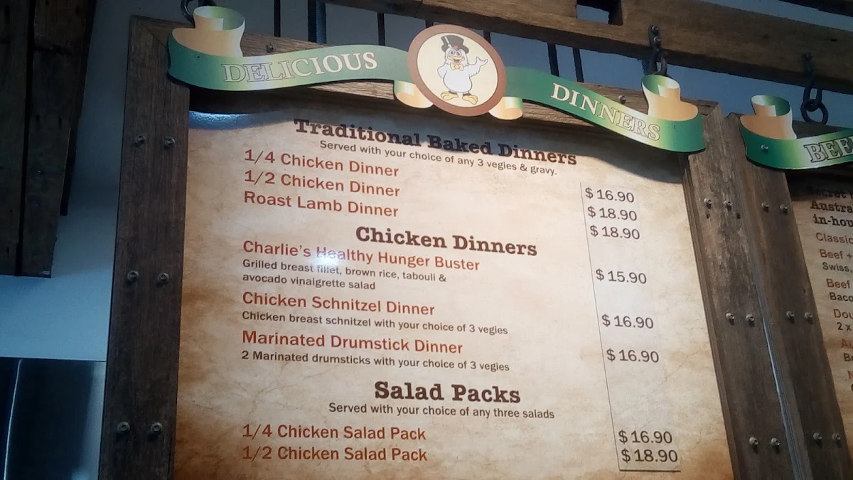 Menu, Chargrill Charlie's St Ives