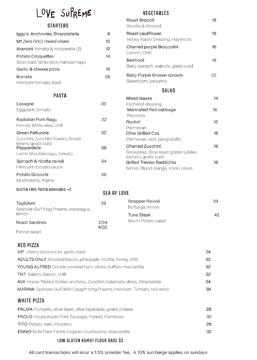 Menu, Love Supreme