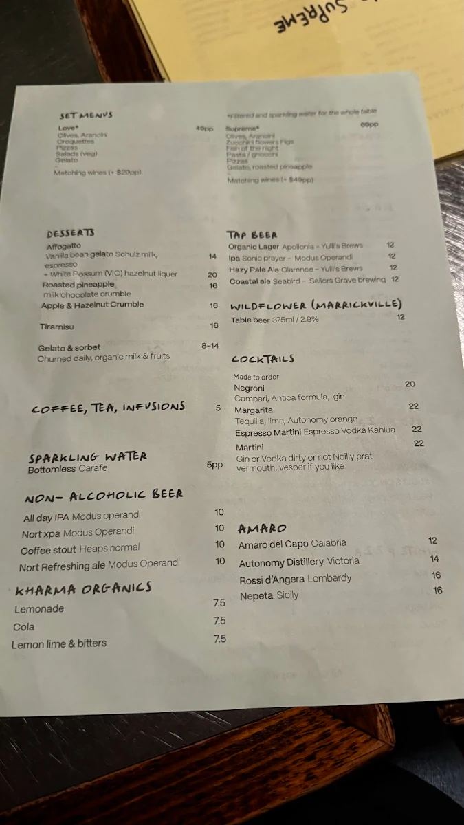 Menu, Love Supreme