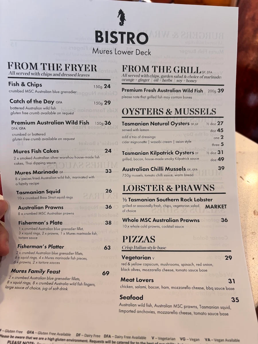 Menu, Mures Upper Deck