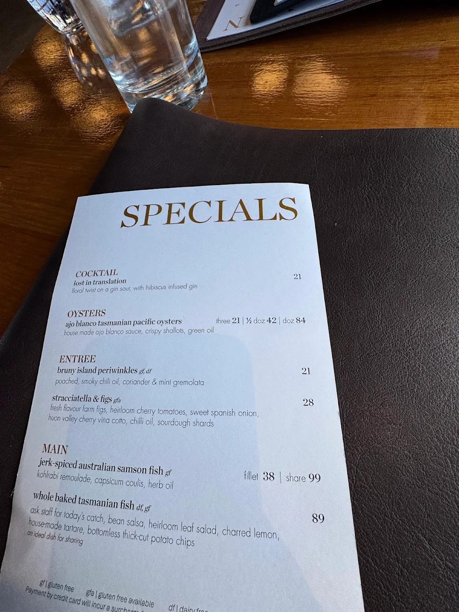 Menu, Mures Upper Deck