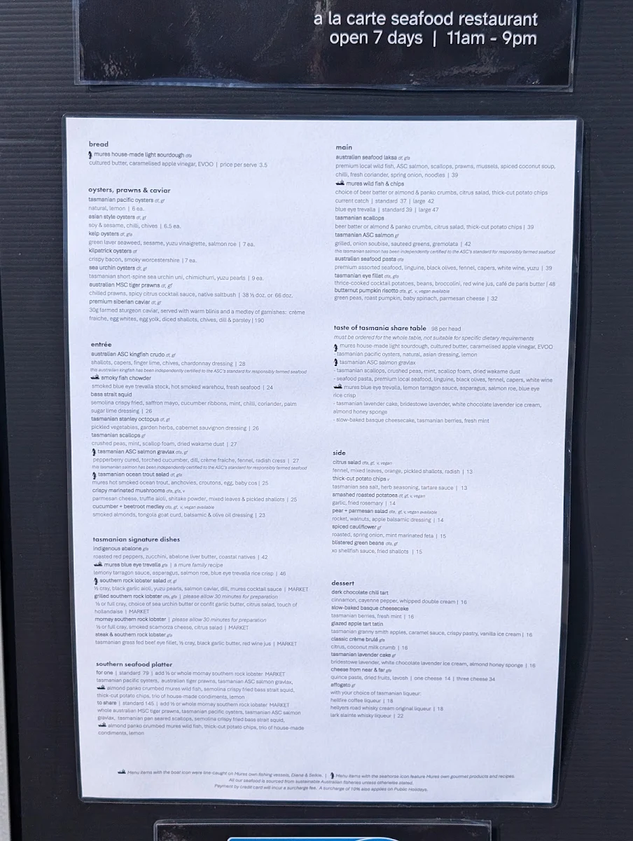 Menu, Mures Upper Deck