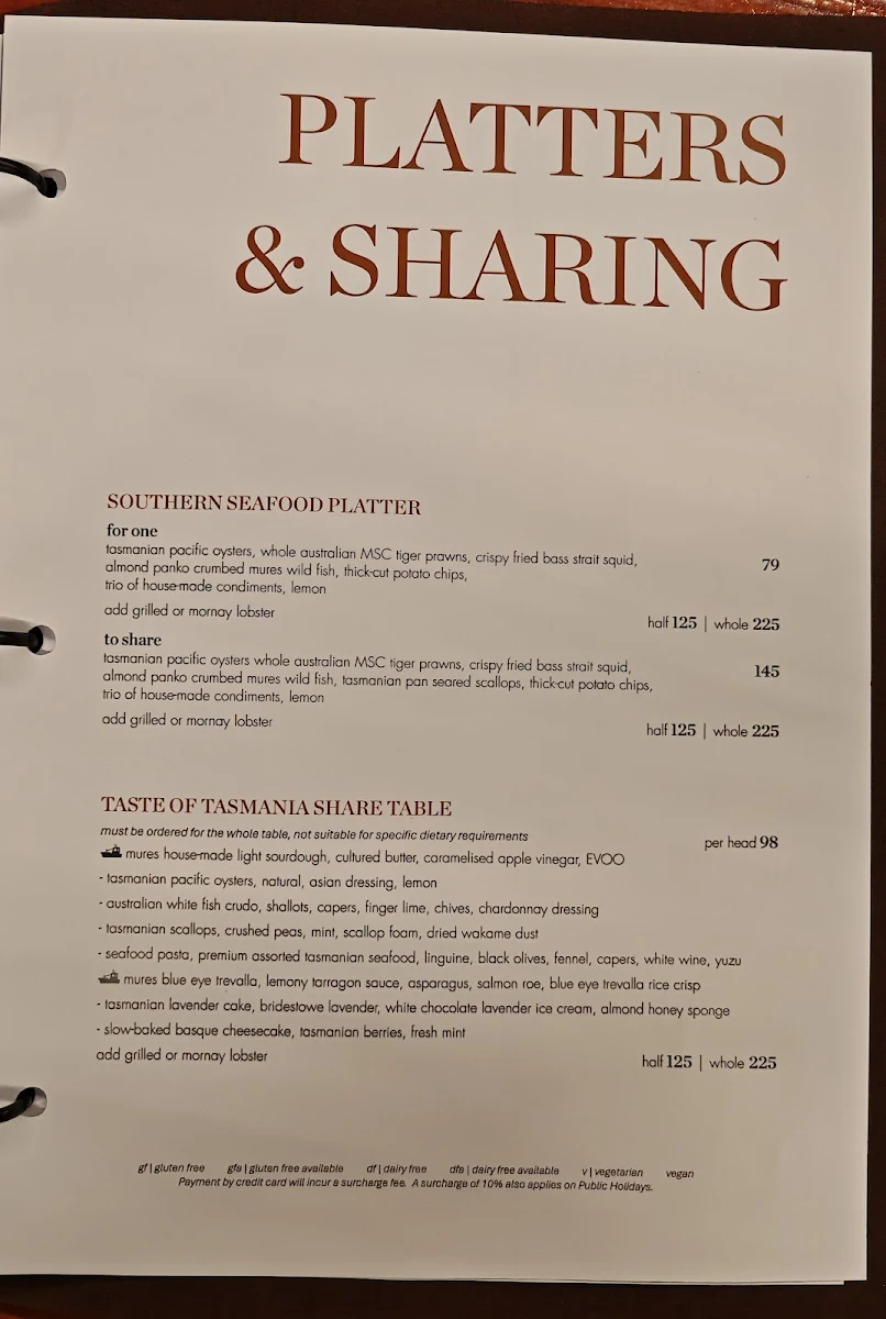 Menu, Mures Upper Deck