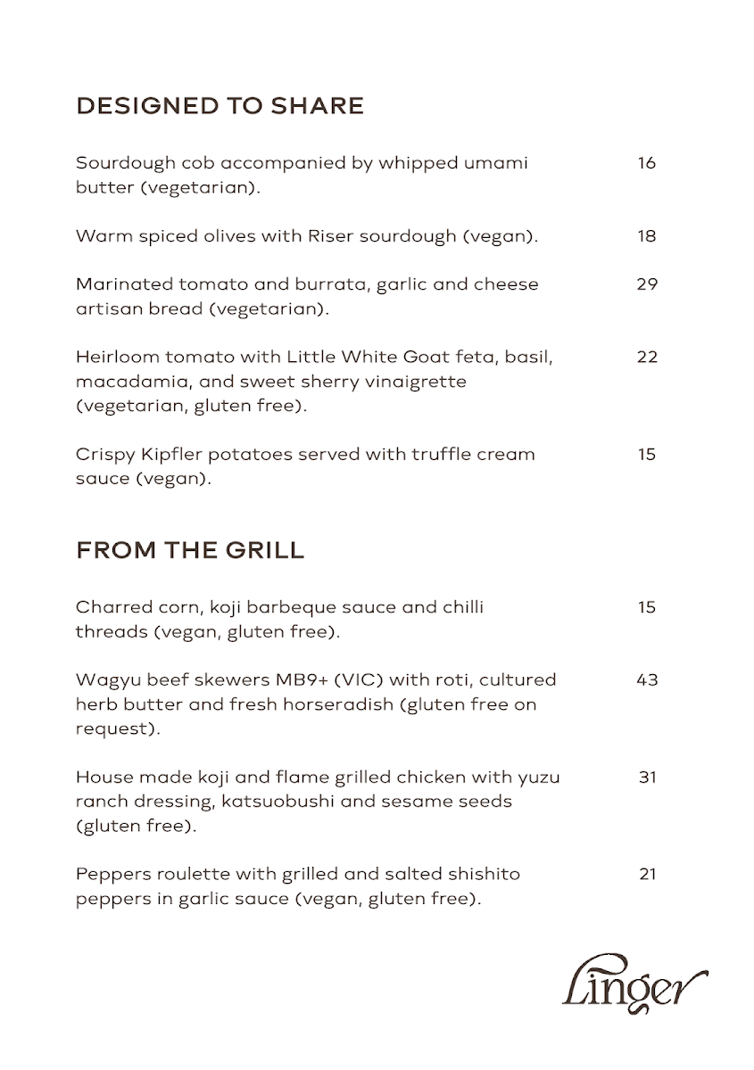 Menu, Blue Tongue Pantry