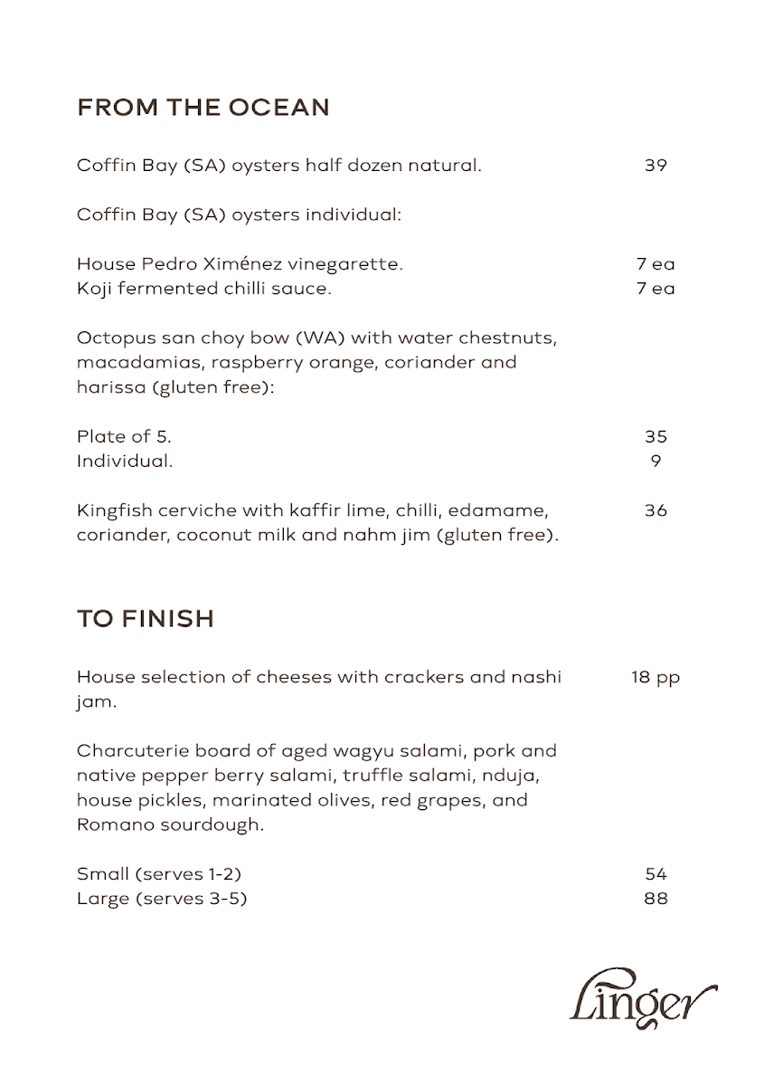 Menu, Blue Tongue Pantry