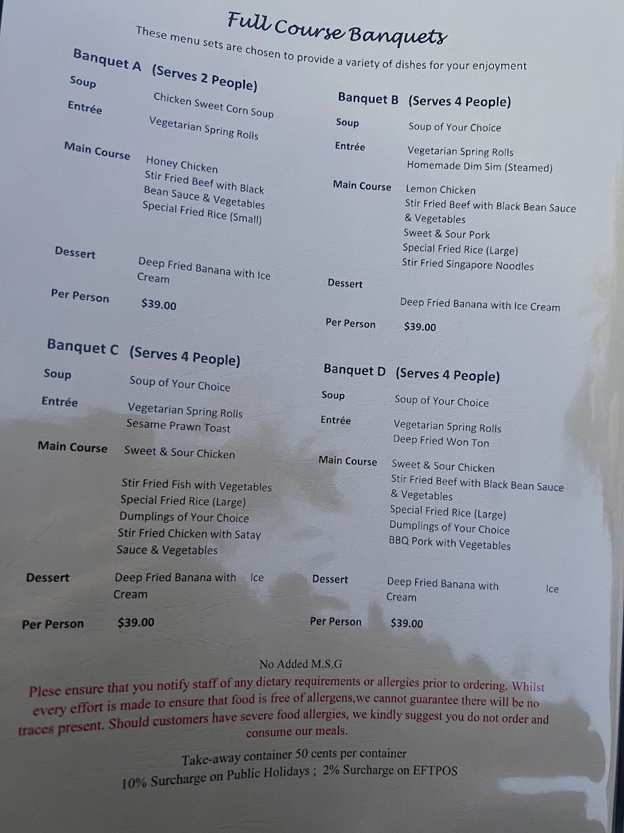 Menu, Dumpling Plaza Chinese Restaurant