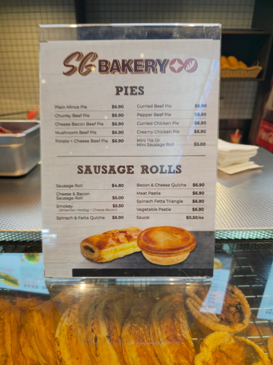 Menu, SG BAKERY HELENSVALE