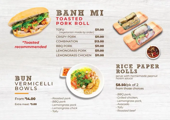 Menu, SG BAKERY HELENSVALE