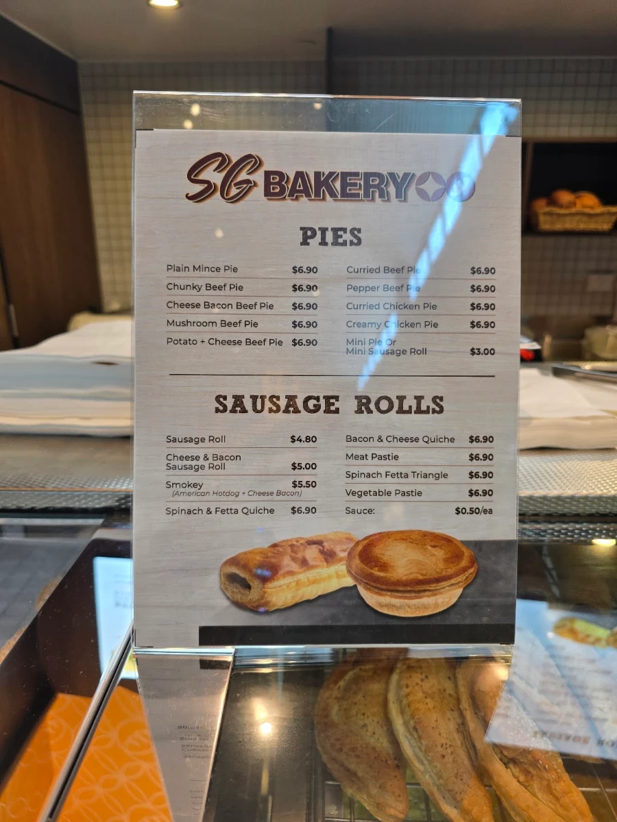 Menu, SG BAKERY HELENSVALE